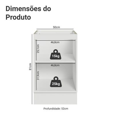 Balcão De Cozinha 50cm 1 Porta (sem Tampo) Branco-crema Vik Madesa Branco-crema