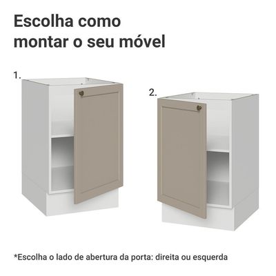 Balcão De Cozinha 50cm 1 Porta (sem Tampo) Branco-crema Vik Madesa Branco-crema