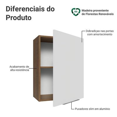 Armário Aéreo 50cm 1 Porta Rustic/branco Stella Madesa Rustic/branco