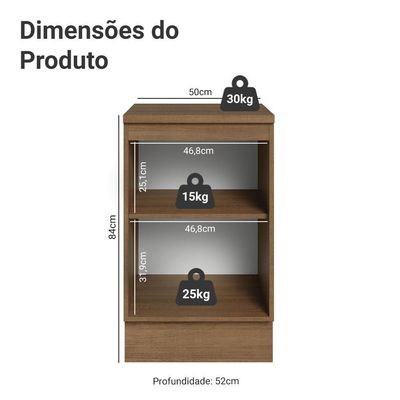 Balcão De Cozinha 50cm 1 Porta Rustic/cinza Agata Madesa Rustic/cinza