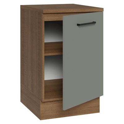 Balcão De Cozinha 50cm 1 Porta Rustic/cinza Agata Madesa Rustic/cinza