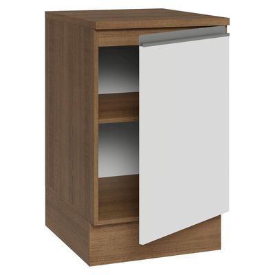 Balcão De Cozinha 50cm 1 Porta Rustic/branco Glamy Madesa Rustic/branco