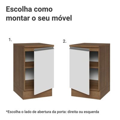 Balcão De Cozinha 50cm 1 Porta Rustic/branco Glamy Madesa Rustic/branco