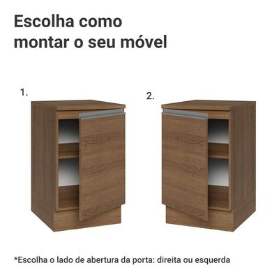 Balcão De Cozinha 50cm 1 Porta Rustic Glamy Madesa Rustic