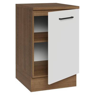 Balcão De Cozinha 50cm 1 Porta Rustic/branco Agata Madesa Rustic/branco