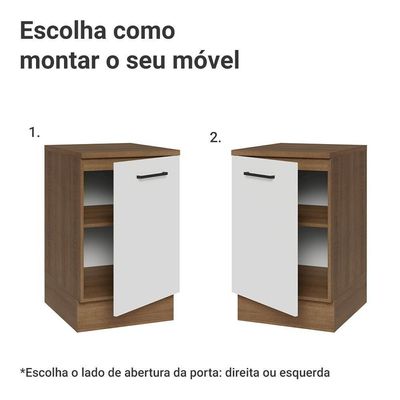 Balcão De Cozinha 50cm 1 Porta Rustic/branco Agata Madesa Rustic/branco