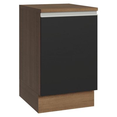 Balcão De Cozinha 50cm 1 Porta Rustic/preto Glamy Madesa Rustic/preto