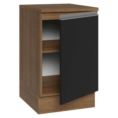 Balcão De Cozinha 50cm 1 Porta Rustic/preto Glamy Madesa Rustic/preto