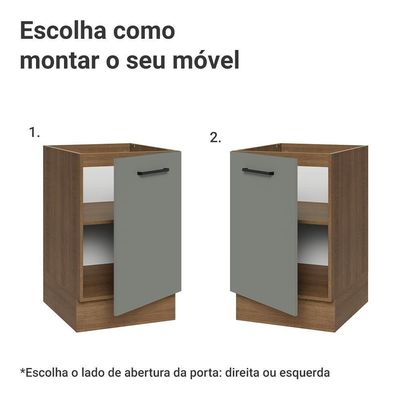 Balcão De Cozinha 50cm 1 Porta (sem Tampo) Rc Agata Madesa Rustic/cinza