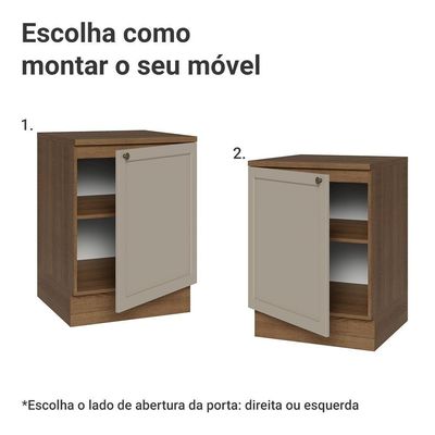 Balcão De Cozinha 60 Cm 1 Porta Rustic-crema Vik Madesa Rustic-crema