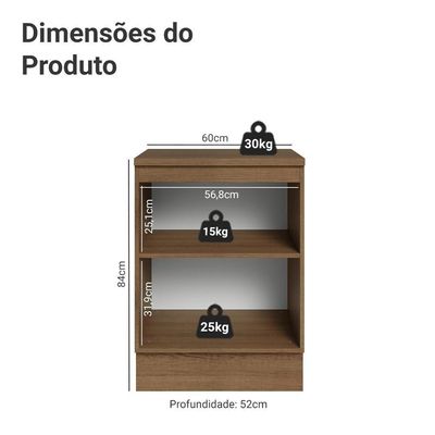 Balcão De Cozinha 60 Cm 1 Porta Rustic-crema Vik Madesa Rustic-crema