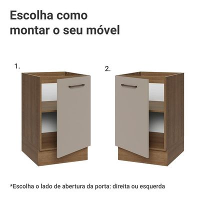 Balcão De Cozinha 50cm 1 Porta (sem Tampo) Rc Agata Madesa Rustic/crema