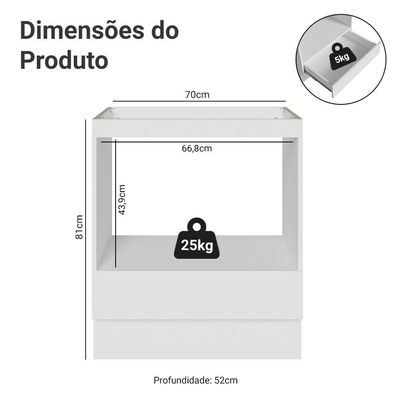 Balcão Para Forno/micro-ondas 70 Cm 1 Gaveta (sem Tampo) Branco Madesa Branco
