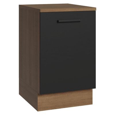 Balcão De Cozinha 50cm 1 Porta Rustic/preto Agata Madesa Rustic/preto