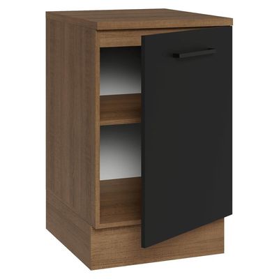Balcão De Cozinha 50cm 1 Porta Rustic/preto Agata Madesa Rustic/preto
