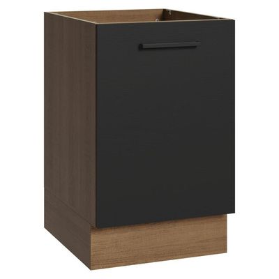 Balcão De Cozinha 50cm 1 Porta (sem Tampo) Rp Agata Madesa Rustic/preto