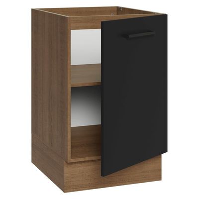 Balcão De Cozinha 50cm 1 Porta (sem Tampo) Rp Agata Madesa Rustic/preto