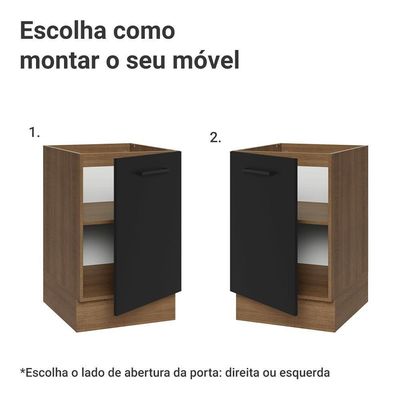 Balcão De Cozinha 50cm 1 Porta (sem Tampo) Rp Agata Madesa Rustic/preto