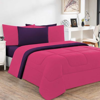 Kit Edredom Malha 100% Algodão Gran Moratta 3 Peças Casal - Pink /Roxo