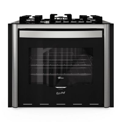 Fogão de Embutir 5 Bocas Fischer Gran Cheff Tripla Chama com Grill Mesa de Vidro Prata / 220V