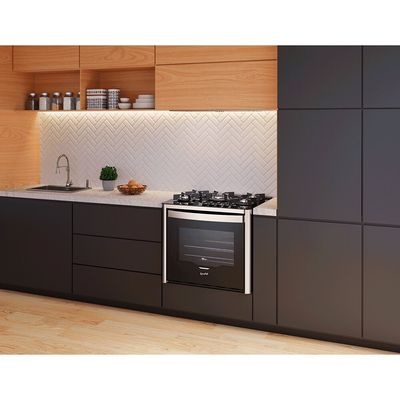 Fogão de Embutir 5 Bocas Fischer Gran Cheff Tripla Chama com Grill Mesa de Vidro Prata / 220V