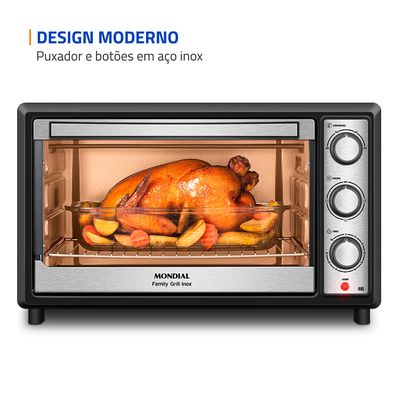 Forno Elétrico 48L Family Grill Inox Mondial Preto/Inox 1800W - FRN-48-BI 127V