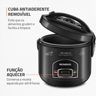 Panela Elética Top View 6X Mondial Black Inox 500W - PE-30-6X 220V