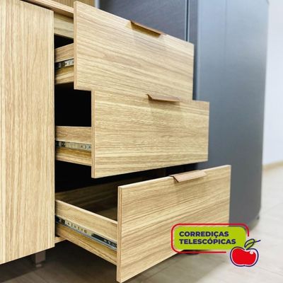 Armário De Cozinha Completa Com Balcão Para Pia 10 Portas Dubai - Freijó/vanilla/com Ripado