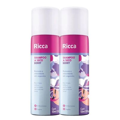 Kit 2 Shampoo A Seco Ricca De Bolso Remove Oleosidade Berry 50ml