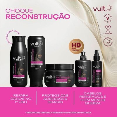 Condicionador Intensivo Choque De Reconstrução Sela E Repara O Cabelo Hd 200ml Vult