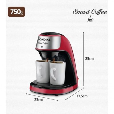 Cafeteira Elétrica Mondial Smart Coffee Vermelha 2 Xícaras 500w 110v