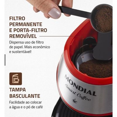 Cafeteira Elétrica Mondial Smart Coffee Vermelha 2 Xícaras 500w 110v