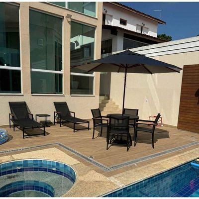 Guarda Sol Ombrelone 3,00m + Base 40kg Para Praia Piscina Jardim Preto