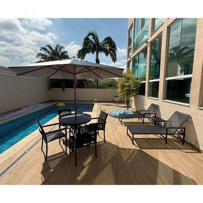 Guarda Sol Ombrelone 3,00m + Base 40kg Para Praia Piscina Jardim Preto