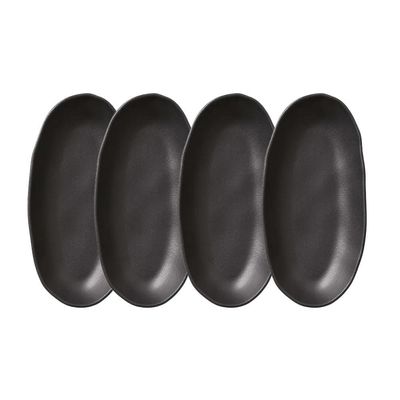 Conjunto de Travessas Ovais Grandes Orgânico Matte 32x16cm 4 Peças Porto Brasil Preto