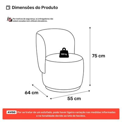 Poltrona Decorativa Com Puff Orgânico Molly Veludo Preto - Desk Design