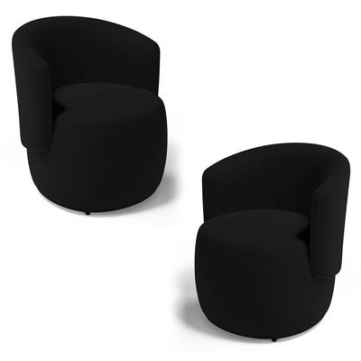 Kit 02 Poltronas Decorativas Aisha Orgânica Veludo Preto - Desk Design