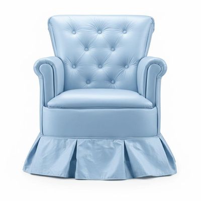 Poltrona Amamentação Descanso Balanço Confortável Quarto Cadeira Sala Leitura Corino Azul