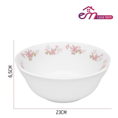 Jogo De Sobremesa De Vidro 1 Tigela 1400ml E 4 Bowls 400ml Branco Em Casa Tem