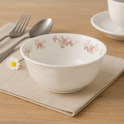 Jogo De Sobremesa De Vidro 1 Tigela 1400ml E 4 Bowls 400ml Branco Em Casa Tem