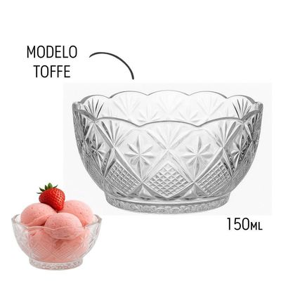 Kit 10 Taça De Sobremesa Sorvete Doces De Vidro Toffee 150ml Em Casa Tem