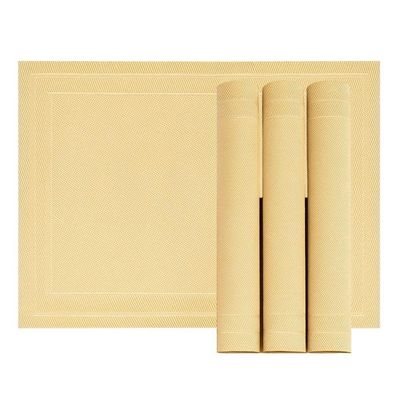 Jogo 4 Lugar Americano Retangular Mesa Pvc Dourado Executivo 30x45cm Em Casa Tem