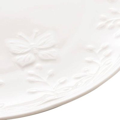 Jogo 12 Prato De Sobremesa Porcelana New Bone Butterfly Branco Off White Lyor 19cm
