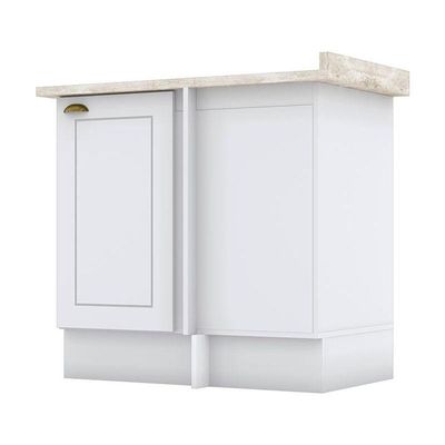 Balcão Canto Reto 1 Porta Americana Branco Com Tampo Calcare - Henn