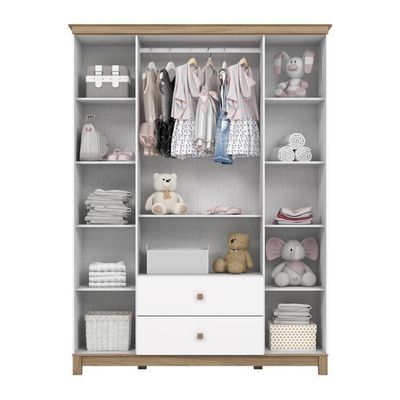 Guarda Roupa Infantil Aconchego 4 Portas E 2 Gavetas Branco/jequitibá - Móveis Henn Branco/jequitibá