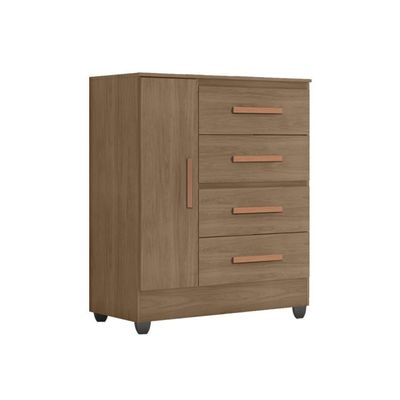 Guarda Roupa Casal 6 Portas E Cômoda 4 Gavetas 01 Porta Lite Carvalho Oak - Móveis Leão