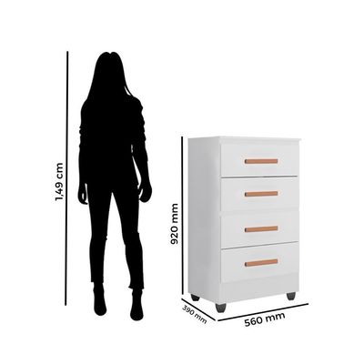 Guarda Roupa Casal Capela Com Cômoda 4 Gavetas Lite Branco Brilho - Móveis Leão