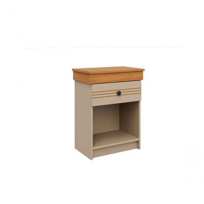 Mesa Cabeceira Compacta 1 Gaveta Para Quarto Branco Brilho