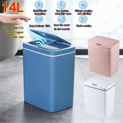 Lixeira Automática Azul 14 Litros Sensor Inteligente 3 Modos De Abertura
