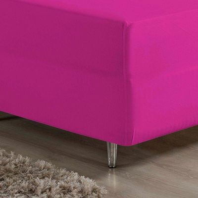 Lençol Com Elástico Solteiro Nobre 1 Peça Luva De Box 55cm De Altura Malha 100% Algodão - Pink